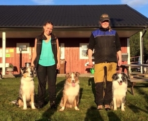 Vänster: Sofie Brattborn med Tristan och Milo. Höger: Cari Rörström med Turbo